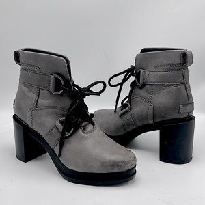 🔥Sorel 🔥 Margo Lace Wedge Leather Anthropologie Ankle Boots in Quarry.